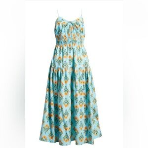 MOON RIVER Floral Cotton Midi Sundress in Mint Multi SZ.M